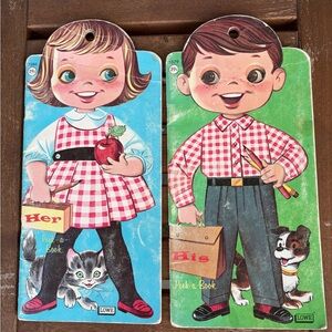 Pair of vintage 1961 "Peek-a-Book" children's novelty books by Lowe, Jan/Jim